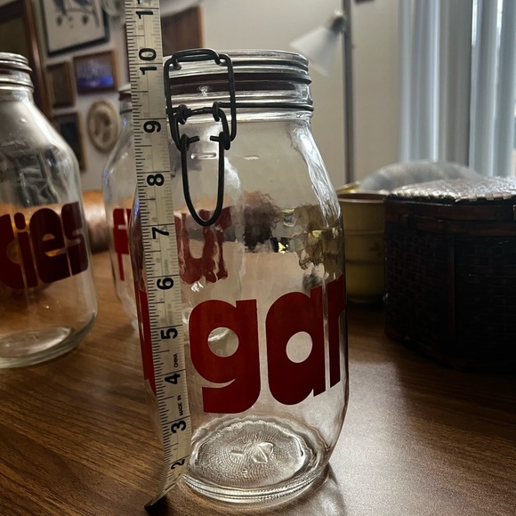 VINTAGE 60’s 70’s RARE mcm canister set block letter cookie sugar tea flour - Picture 5 of 11